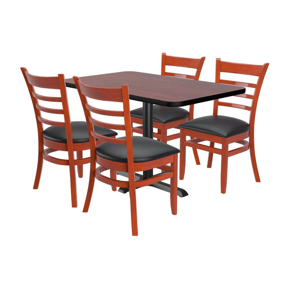 4 Ladder-Back Wood Chair with a Rectangle Reversible Table