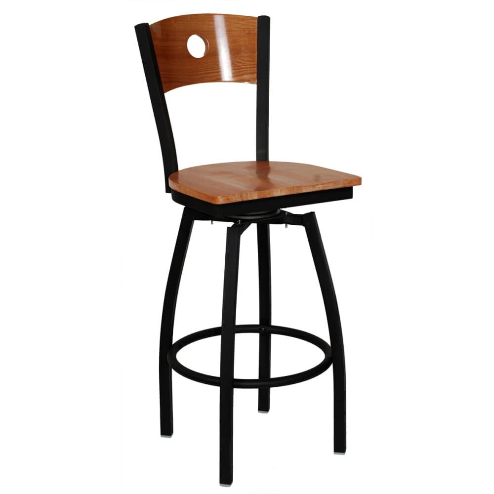 Interchangeable Back Metal Swivel Bar Stool with a Circled Back