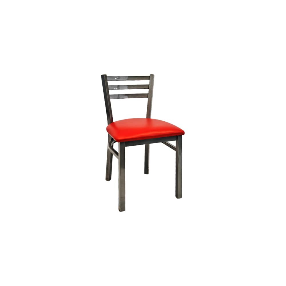 Light Silver Metal Ladder-Back Chair with 3 Slats