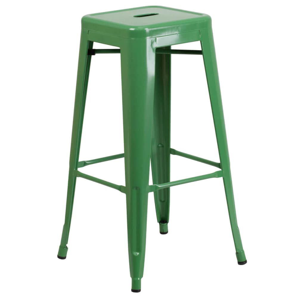 Green Backless Bistro-Style Bar Stool
