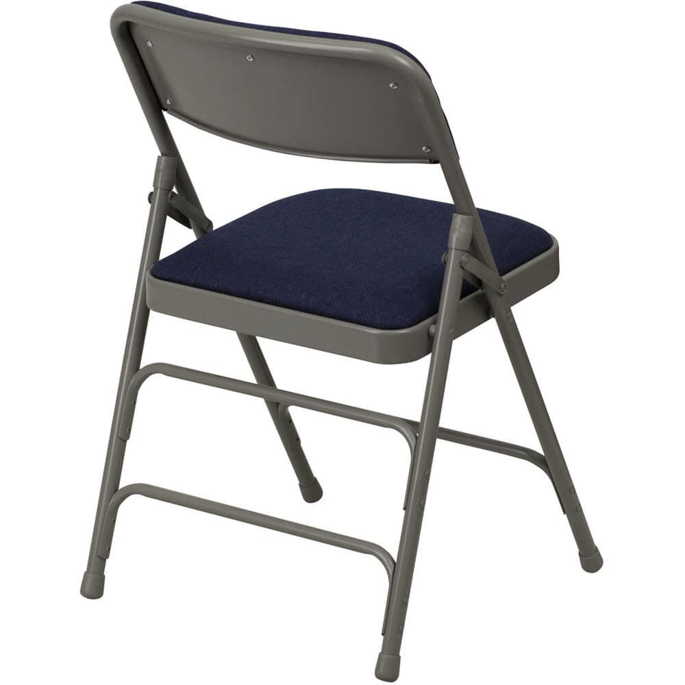 Curved Triple-Braced Upholstered Metal Folding Chair, Fabric or Vinyl Seat