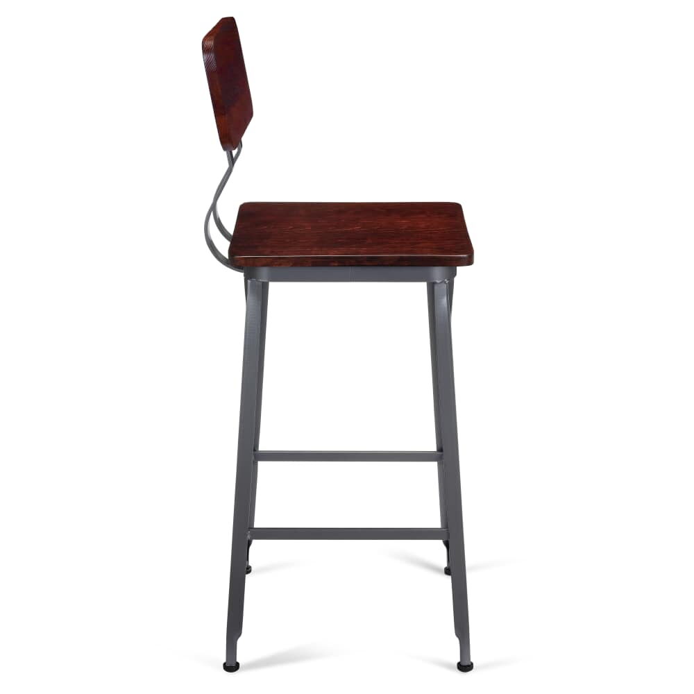 Massello Dark Gray Metal Bar Stool with Wood Back