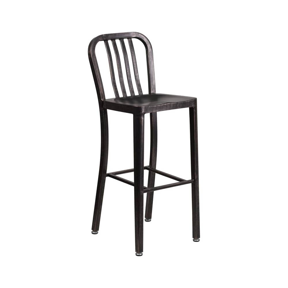 Metal Bar Stool in Distressed Black Finish