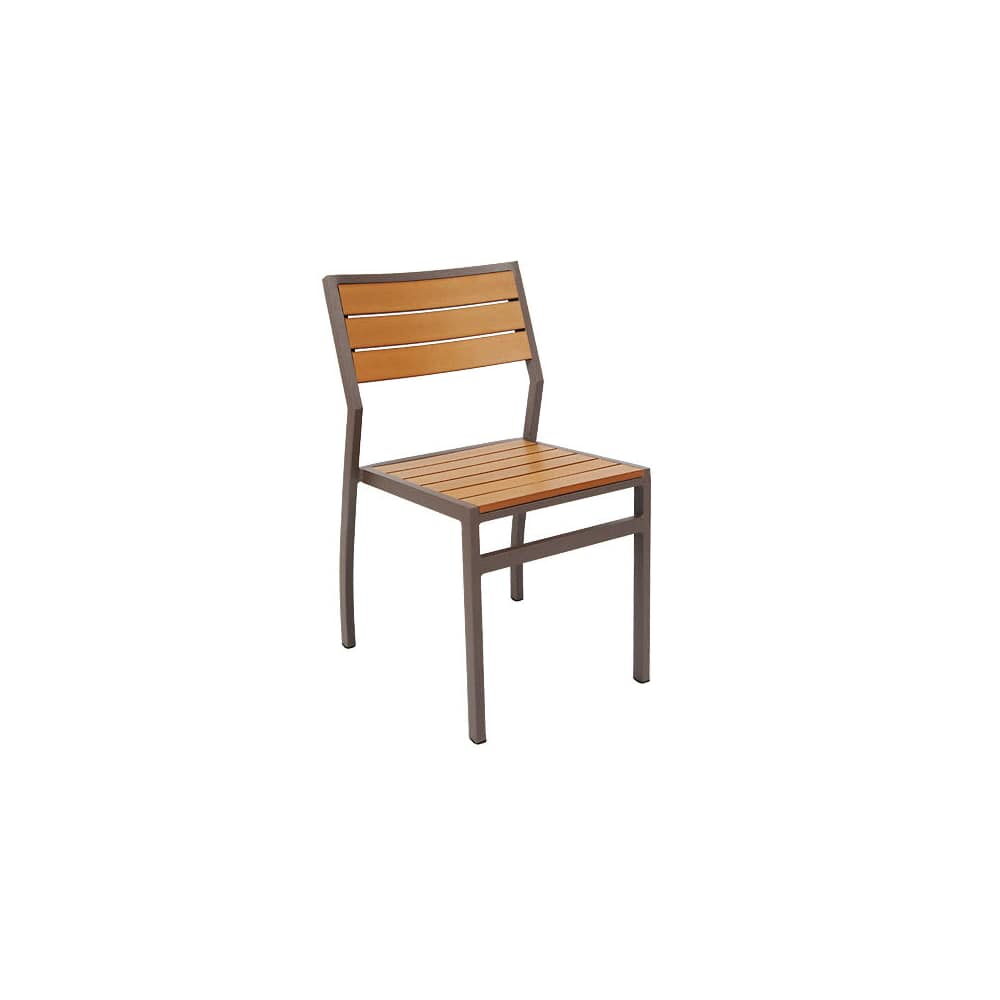 Modern Aluminum Patio Chair with Faux Teak