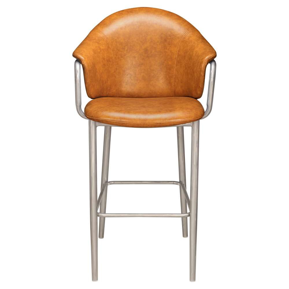 Kova Metal Bar Stool with Arms in Clear Coat