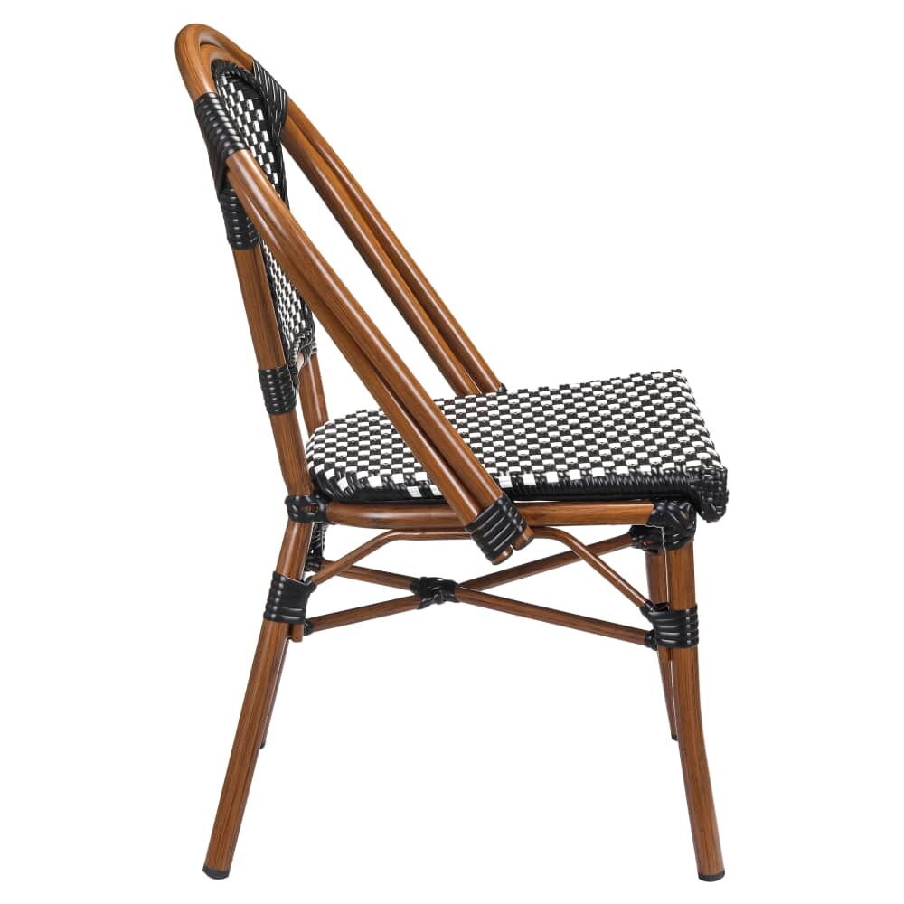 Aluminum Bamboo Patio Chair with Black and White Rattan