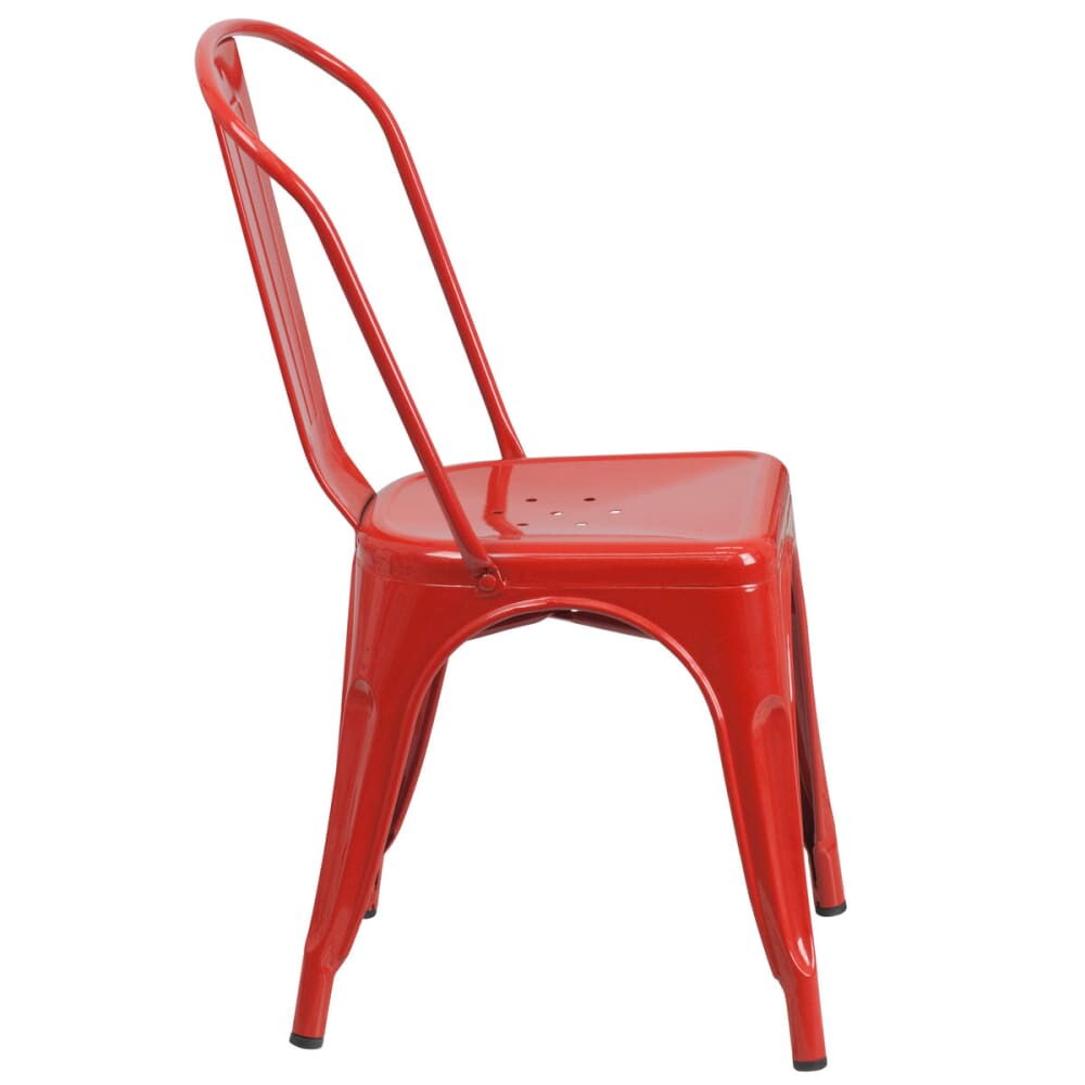 Bistro-Style Metal Chair in Red Finish