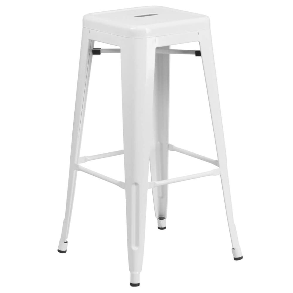 White Backless Bistro-Style Bar Stool