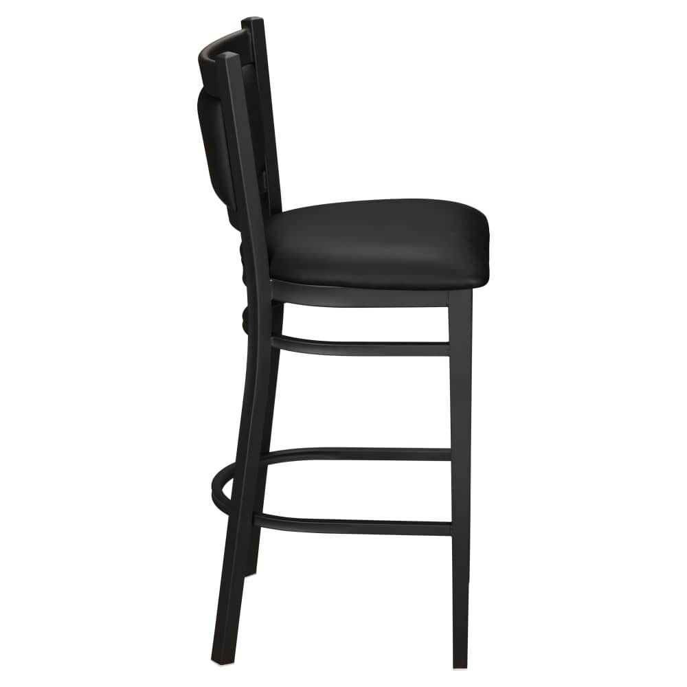 Black Vinyl Padded Back Metal Bar Stool