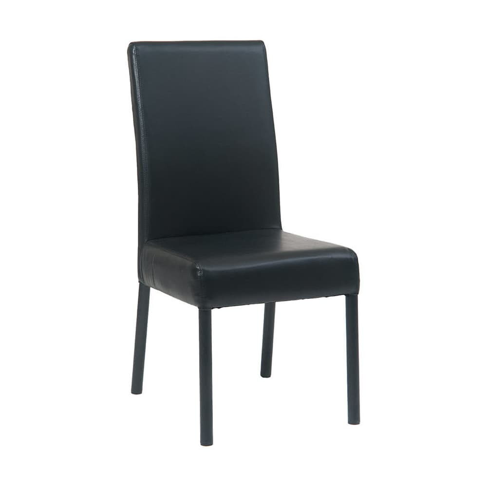 Metal Parsons Lounge Chair in Black Finish and Black Vinyl