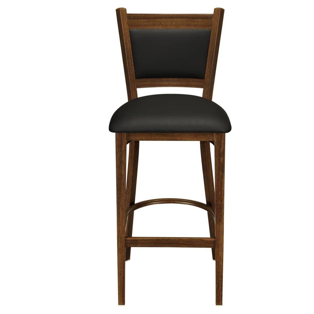 Metal Padded Bar Stool with Wood Look Finish