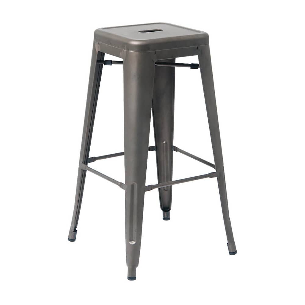 Bistro-Style Metal Backless Bar Stool in Dark Gray Finish