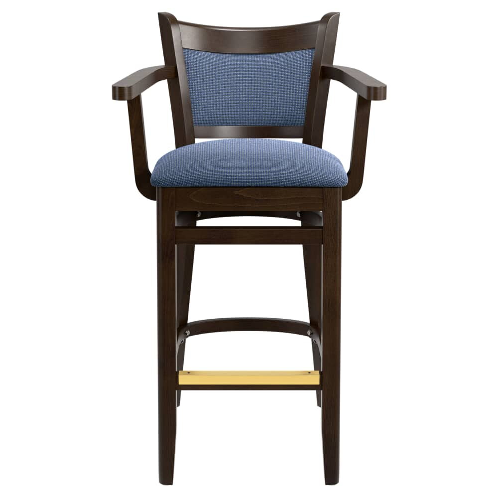 Padded Back Wood Bar Stool with Arms
