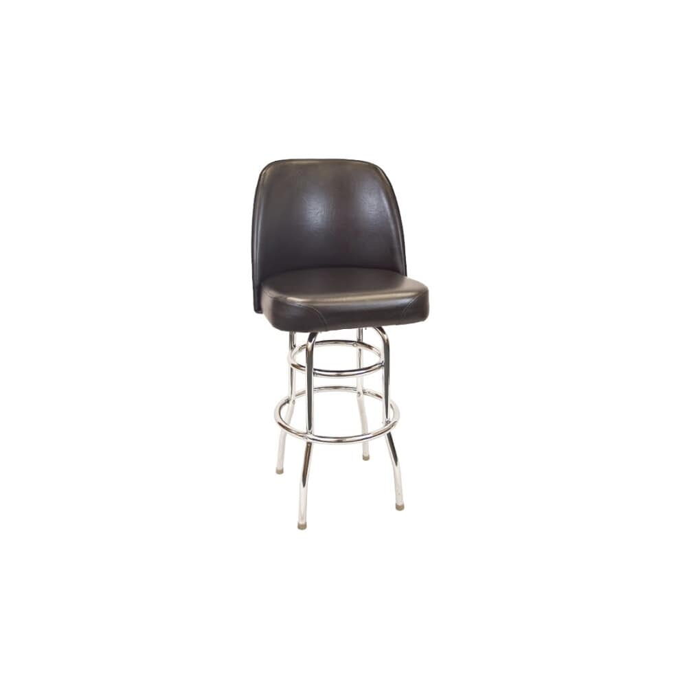 Chrome Swivel Bar Stool with a Double Ring Frame and Extra Large Seat