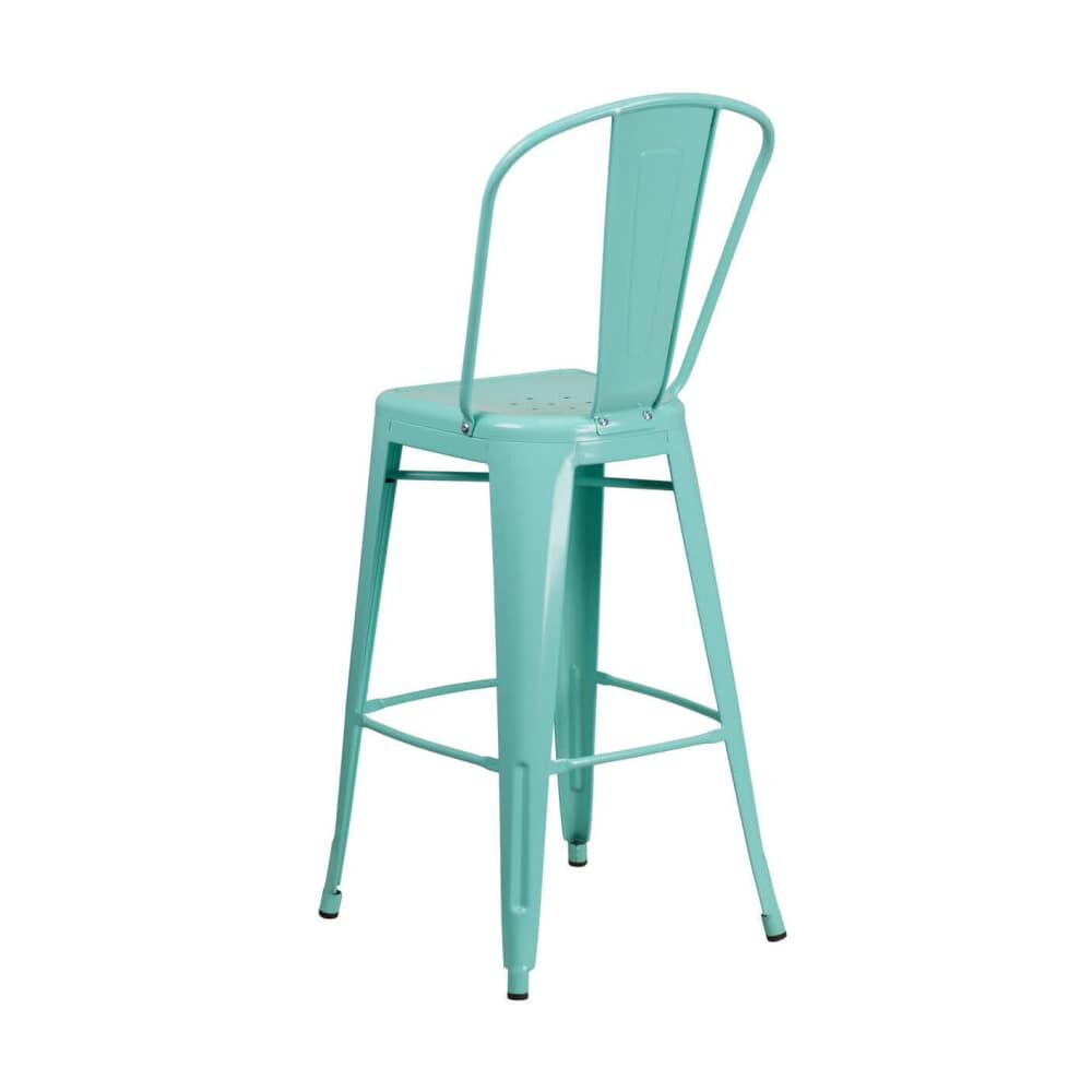 Light Blue Bistro-Style Metal Bar Stool