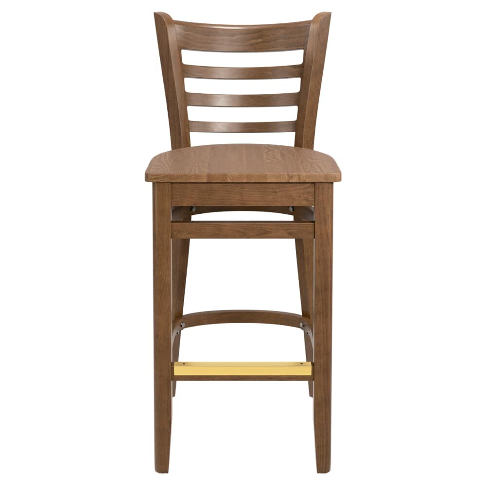 Ladder-Back Wood Bar Stool with Foot Rest