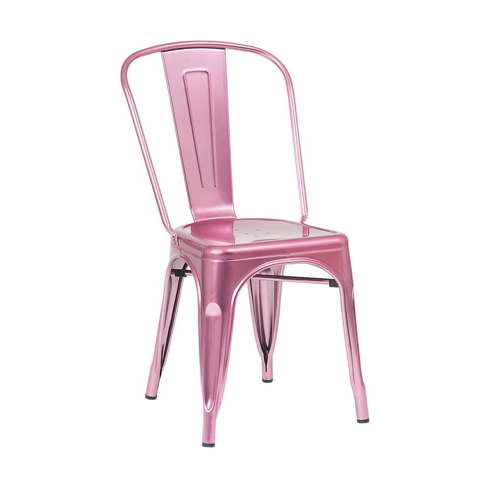 Bistro-Style Metal Chair in Pink Finish
