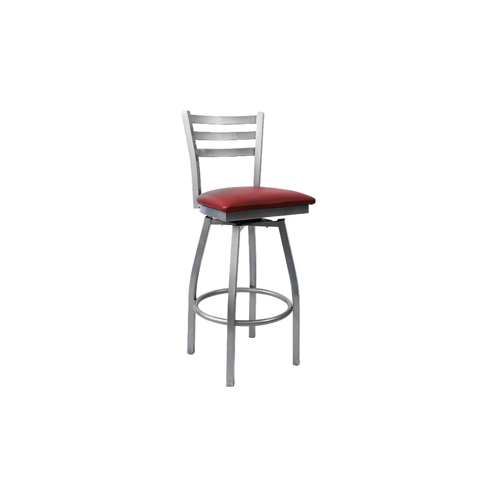 3 Slat Metal Ladder-Back Swivel Bar Stool