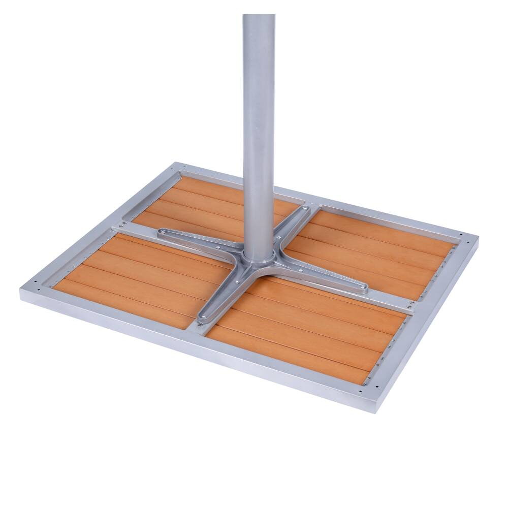 Aluminum Patio Table with Faux Teak Top, Bar Height