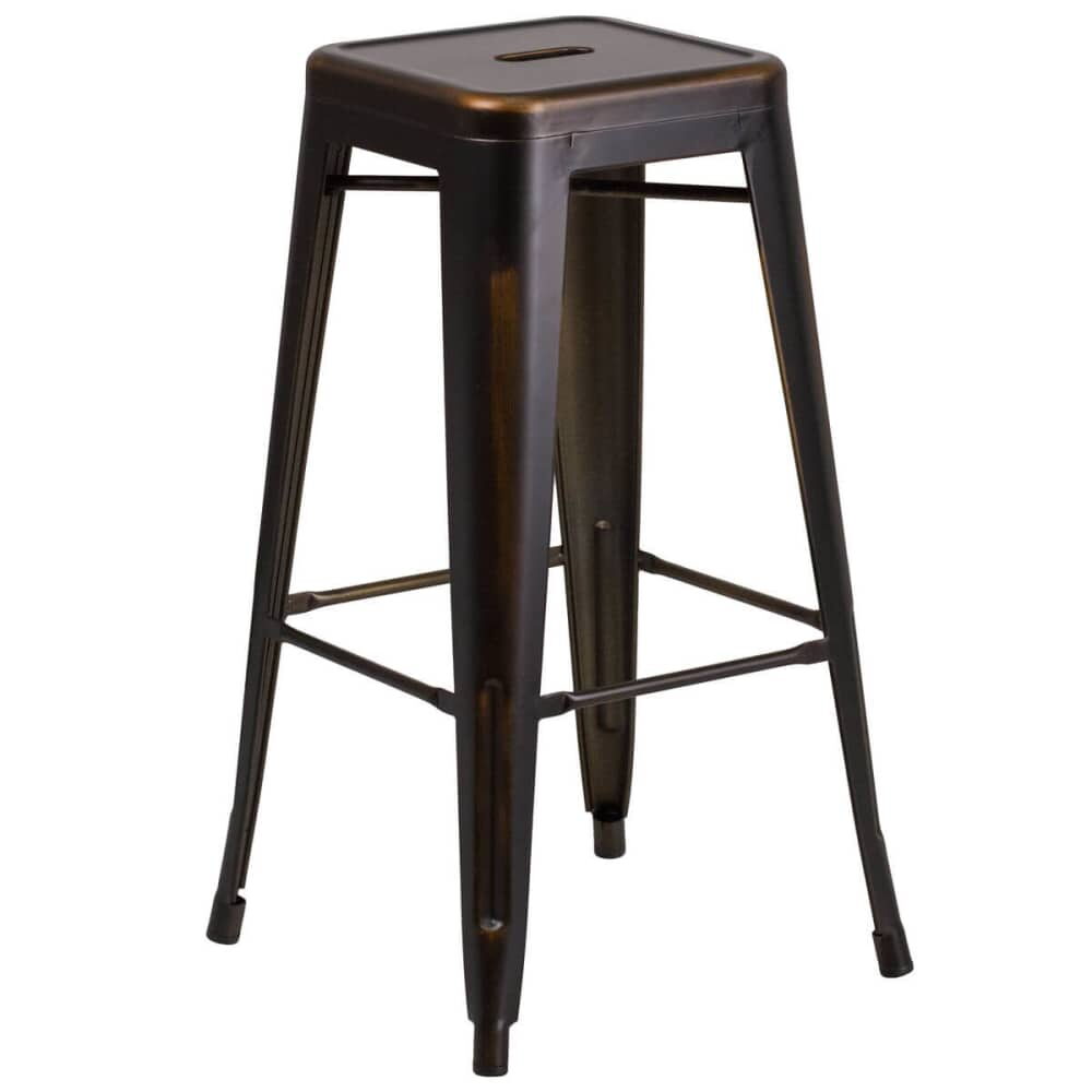 Distressed Bronze Backless Bistro-Style Bar Stool