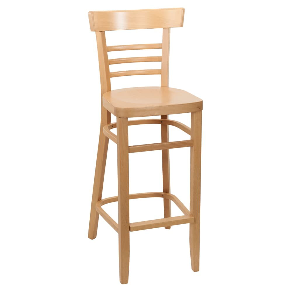 Beechwood Ladder-Back Bar Stool with Extended Edges