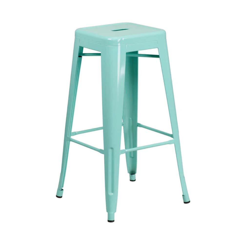 Backless Light Blue Bistro Metal Bar Stool