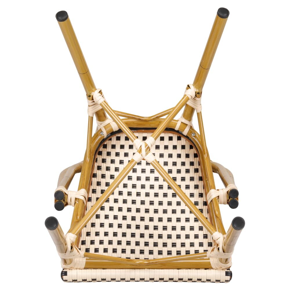 Aluminum Bamboo Patio Chair in Black and Cream Faux Rattan