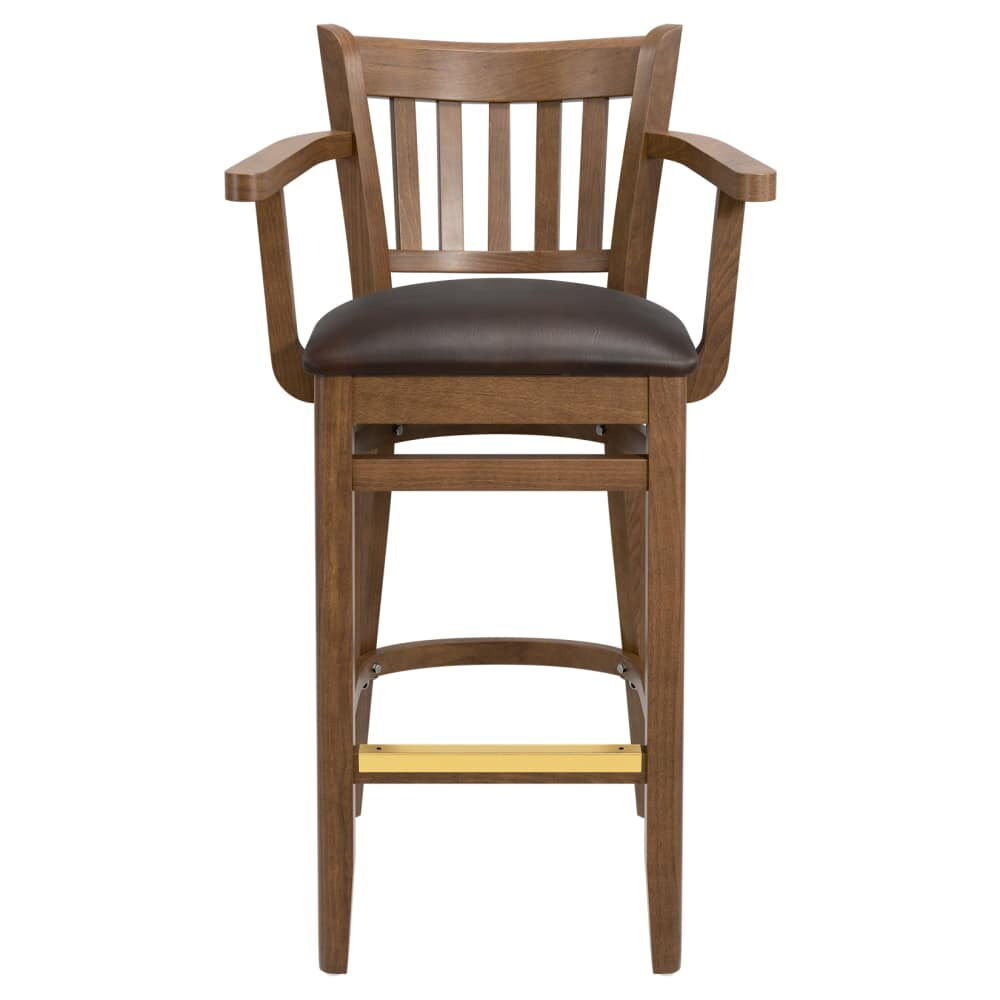 Vertical Slat Wood Bar Stool with Arms