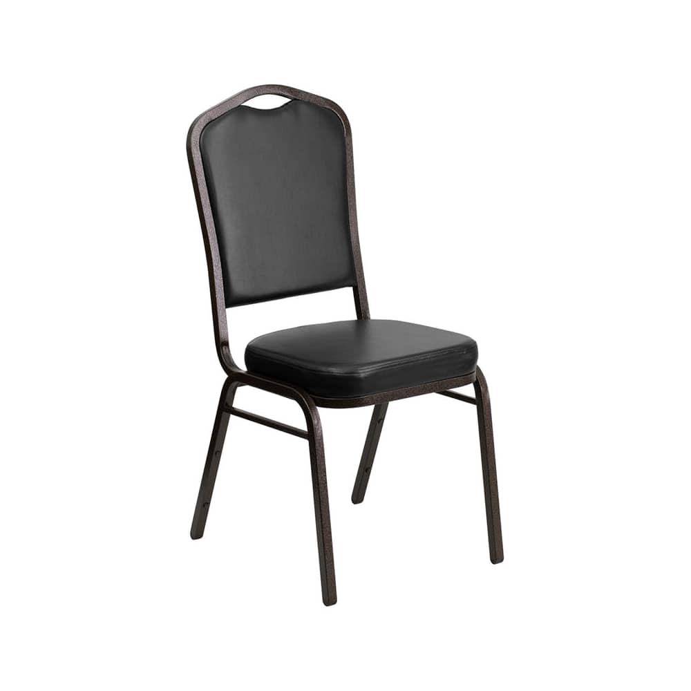Dining chair: Gold vein metal stack in black vinyl