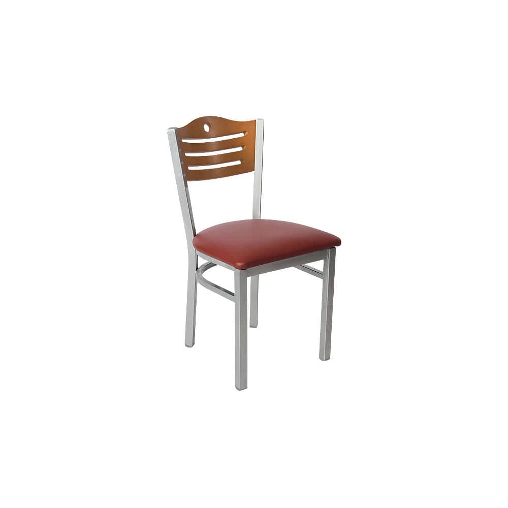 Slatted metal dining chair