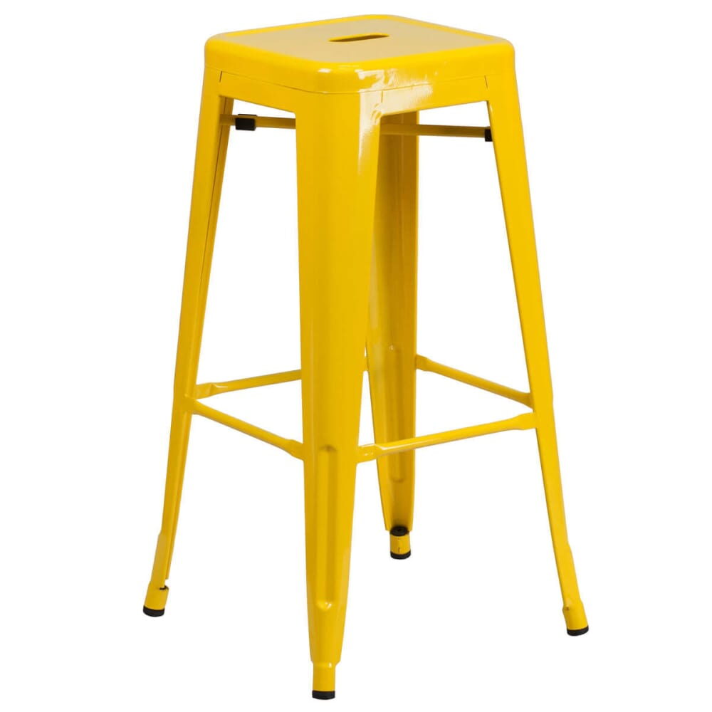 Yellow Backless Bistro-Style Bar Stool