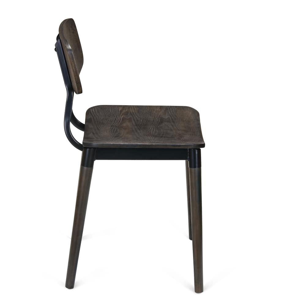 Slatted metal dining chair