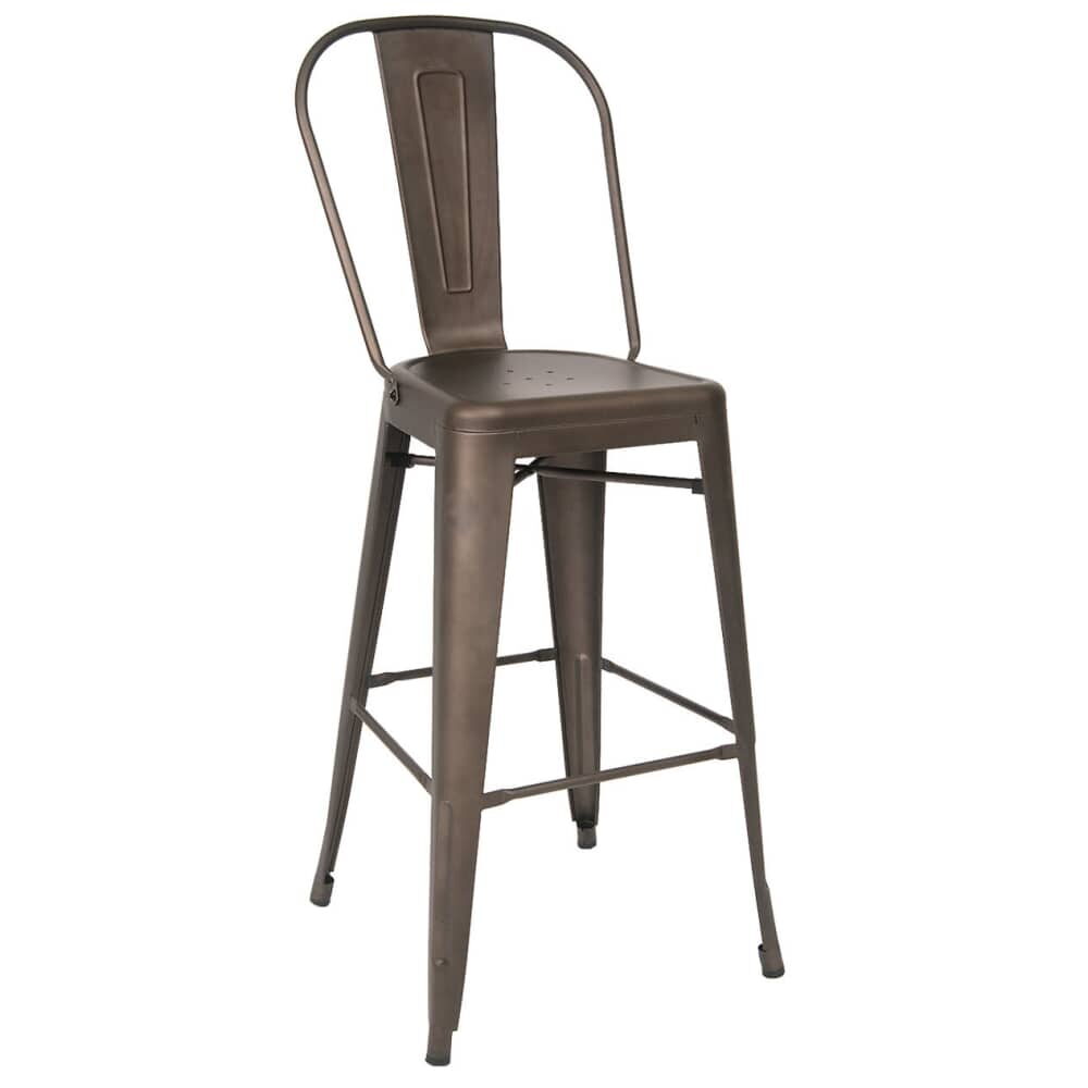 Bistro-Style Metal Bar Stool in Dark Gray Finish