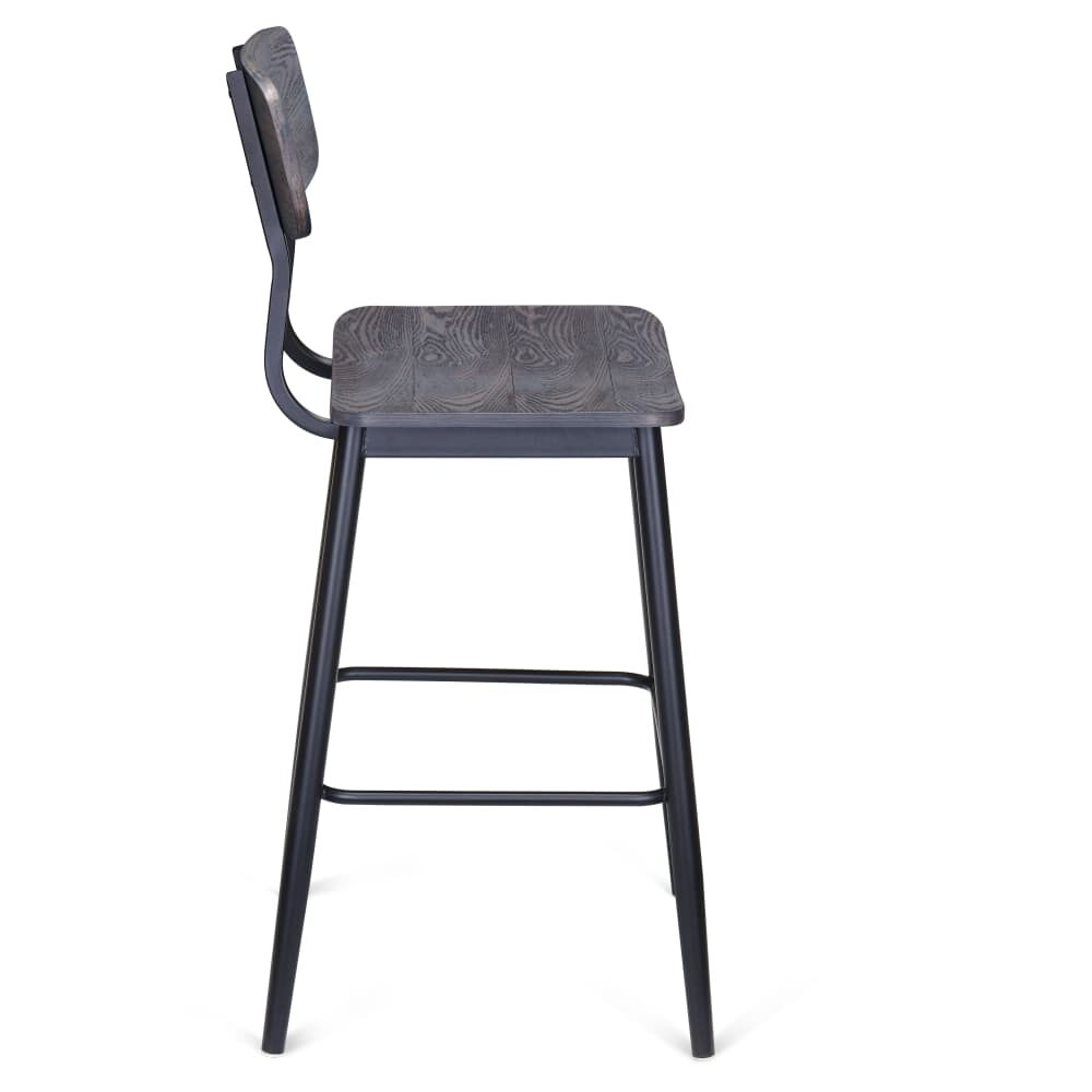 Basel Metal Bar Stool with Wood Back and Seat