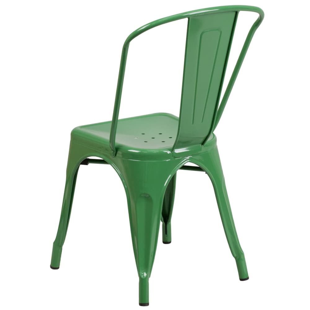 Bistro-Style Metal Chair in Green Finish