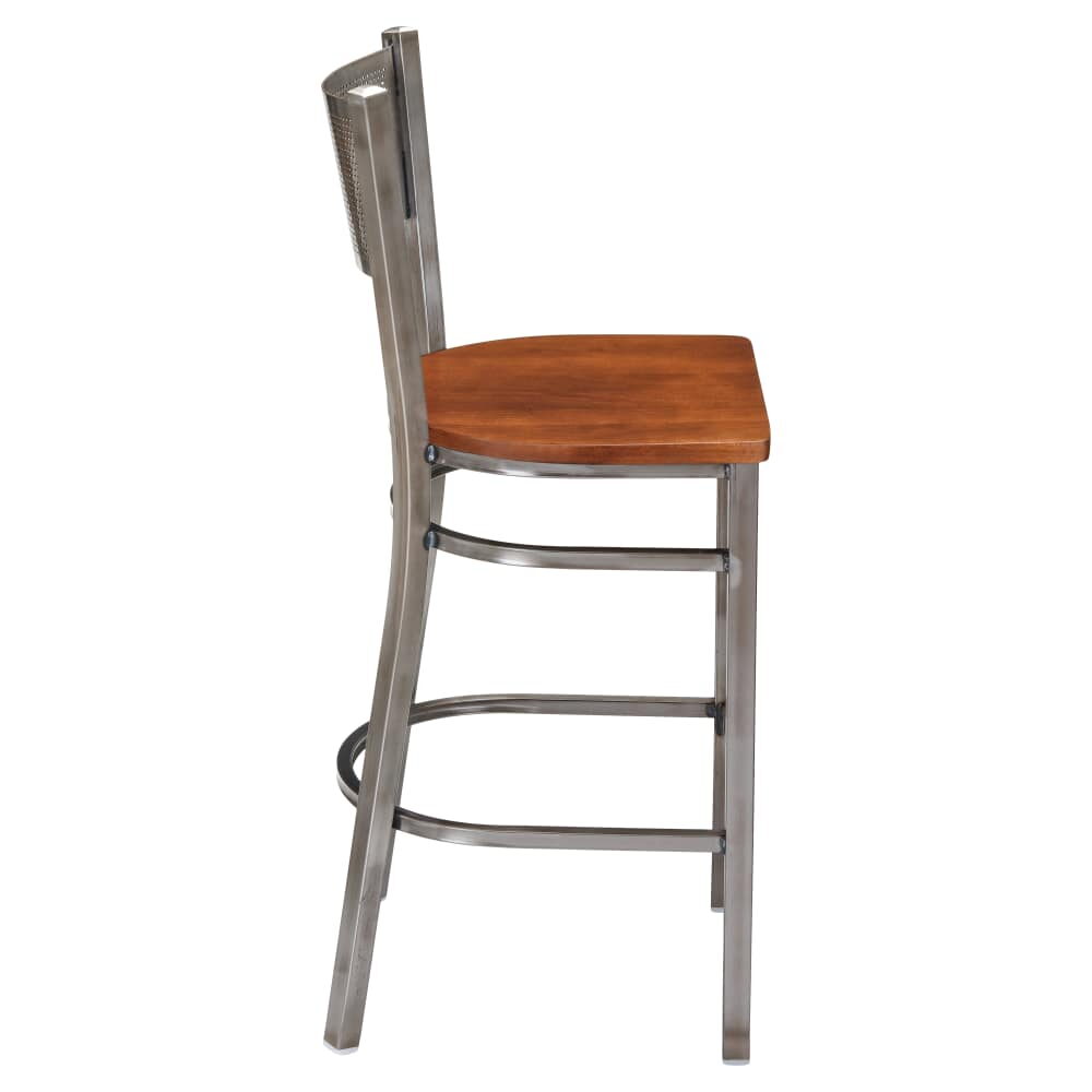Clear Coat Checker Back Metal Bar Stool