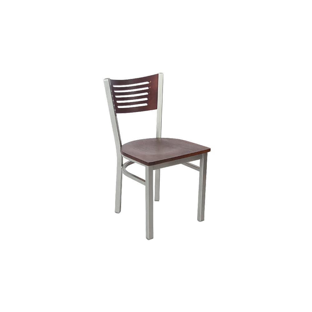 Slatted metal dining chair