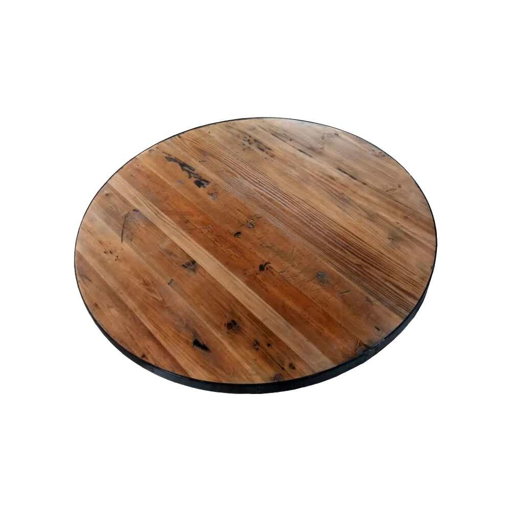 Reclaimed Wood Plank Table Top with Metal Edge