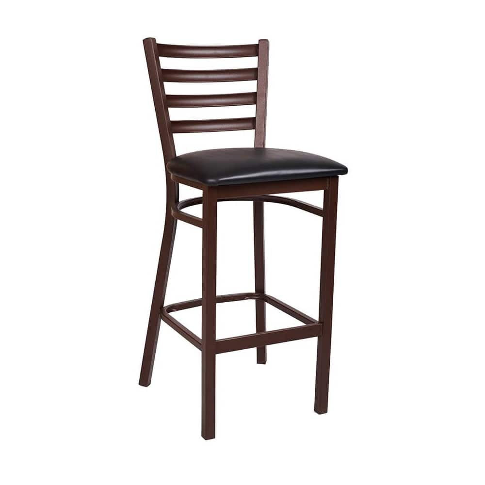 Ladder-Back Metal Bar Stool with Brown Finish