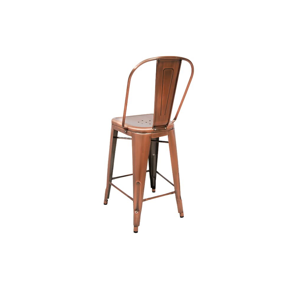 Bistro-Style Metal Bar Stool in Copper Finish