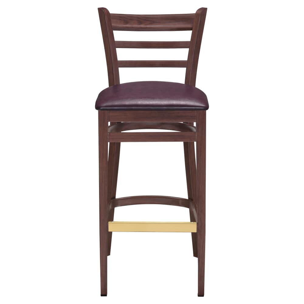 Ladder-Back Metal Bar Stool with Wood Look