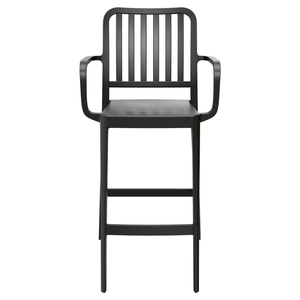 Miles Slat-Back Outdoor Resin Bar Stool with Arms