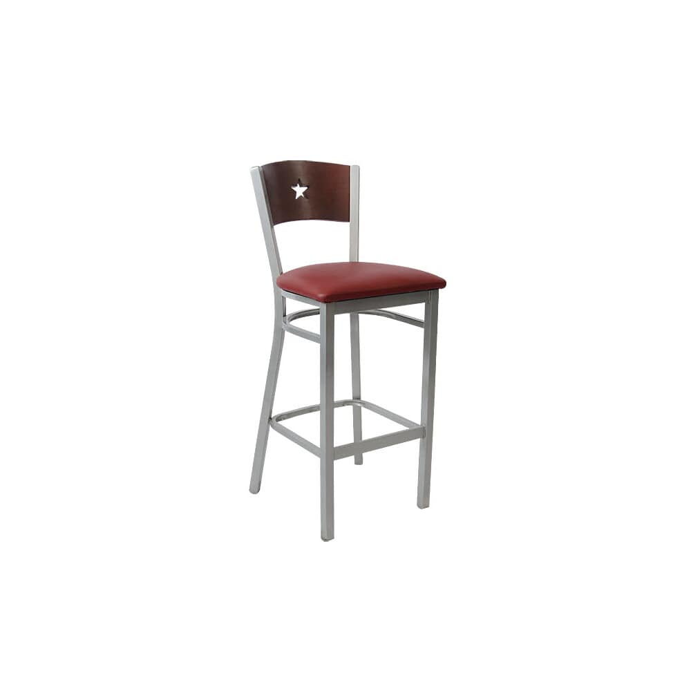 Gray Finish Interchangeable Back Metal Bar Stool with a Star in the Back
