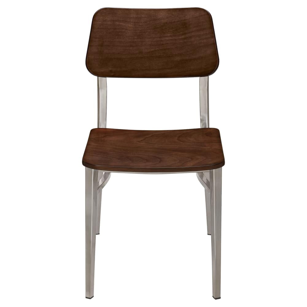 Luca Metal Chair with Wood Back in Clear Coat Finish