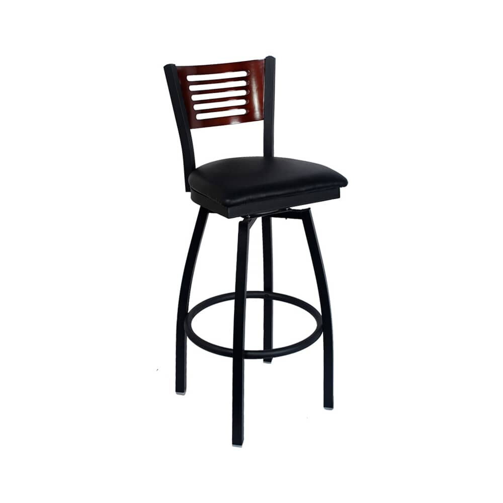 Swivel Interchangeable Back with 5 Slats Metal Bar Stool