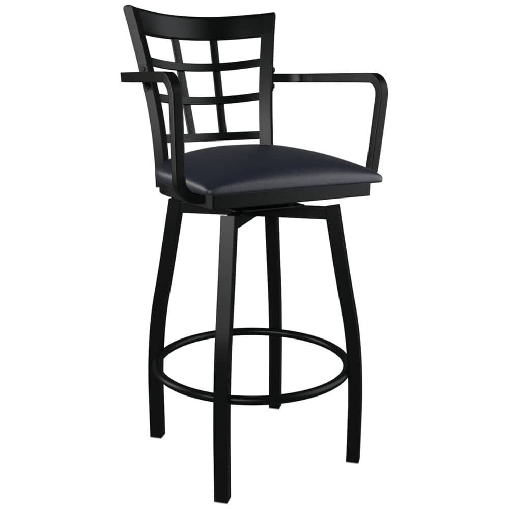 Window-Back Swivel Bar Stool with Arms