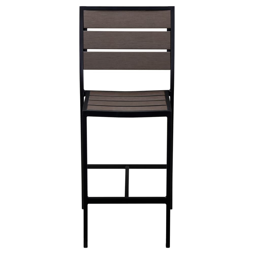Black Aluminum Bar Stool with Dark Walnut Faux Teak
