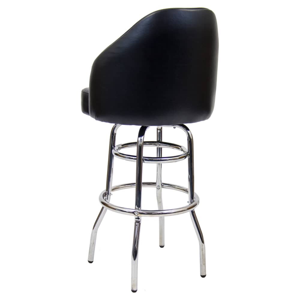 Chrome Swivel Bar Stool with Double Ring and Extra Curved Seat