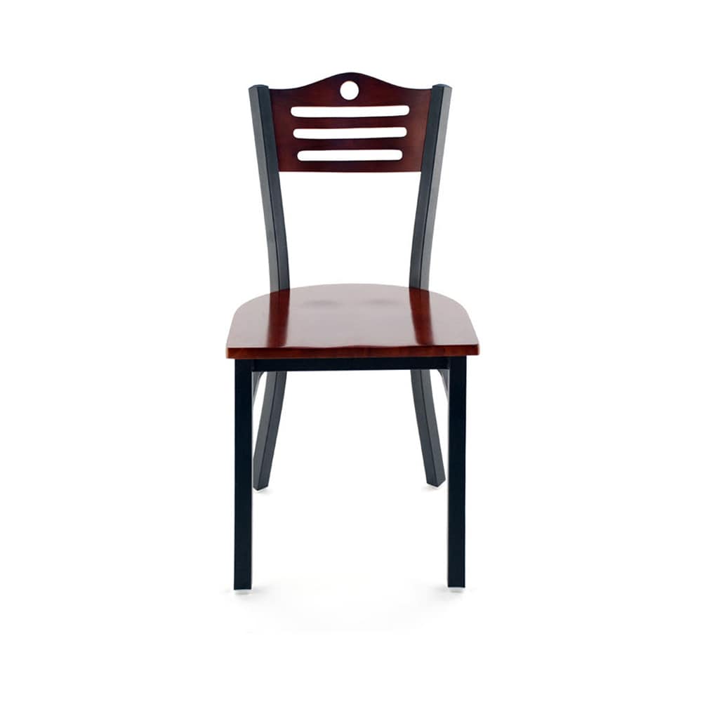 Slatted metal dining chair