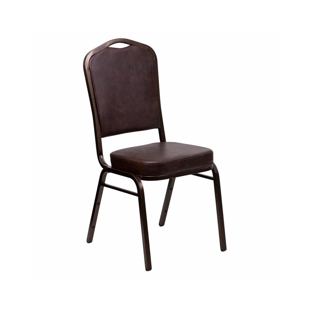 Dining chair: Copper vein metal stack in Brown vinyl